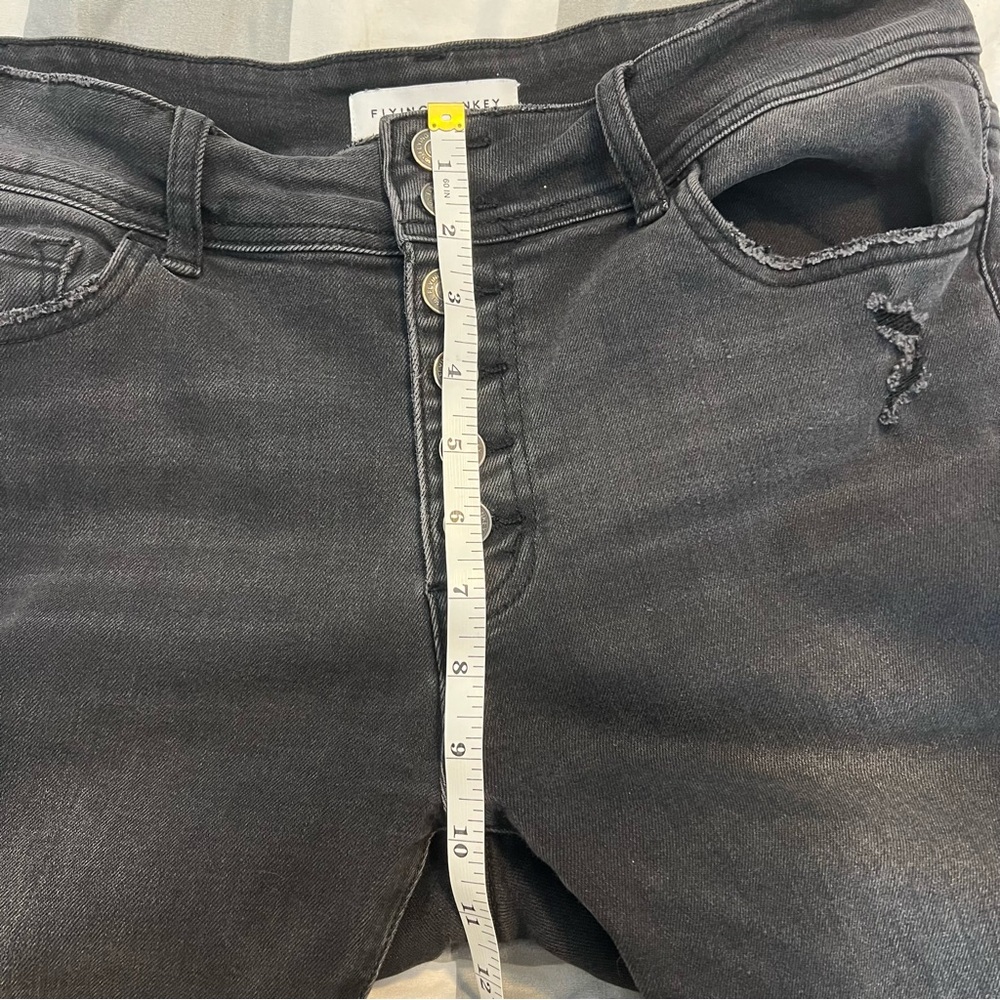 Flying Monkey Atomic High Rise Skinny Jeans Exposed Button Fly in Black size 29 - Picture 11 of 13